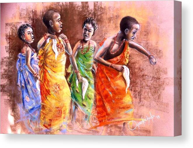 Contemporary Canvas Print featuring the painting Ankara manifest by Oyoroko Ken ochuko