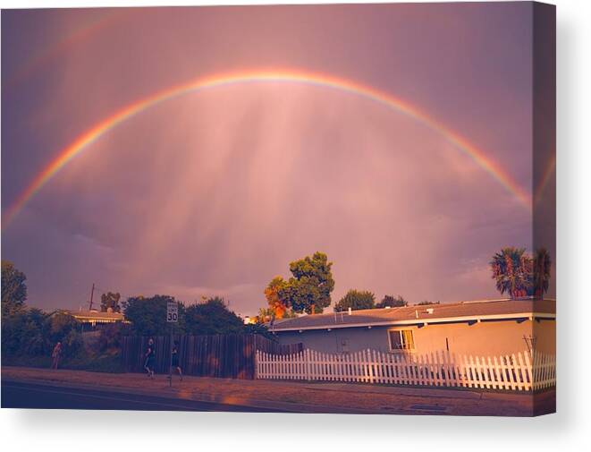 Rainbow Canvas Print featuring the photograph Arc of The Rainbow by Jeremy McKay