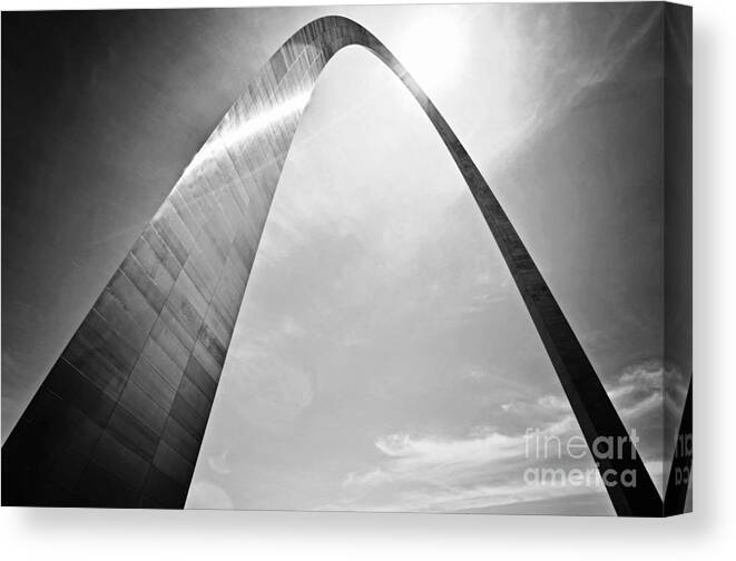 St. Louis Canvas Print featuring the photograph Arch in Black and White by Rachel Barrett
