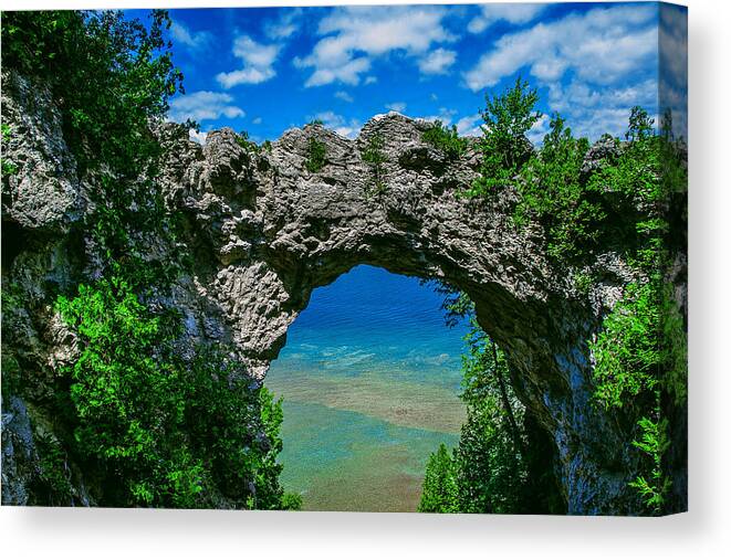 Arch Rock Canvas Print featuring the pyrography Arch Rock by Rick Bartrand