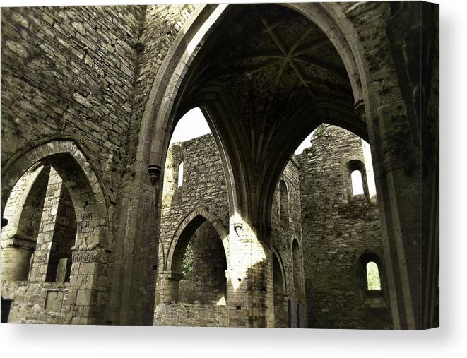 Jerpoint Abbey Canvas Print featuring the photograph Arches of Ages - Jerpoint Abbey by Nadalyn Larsen