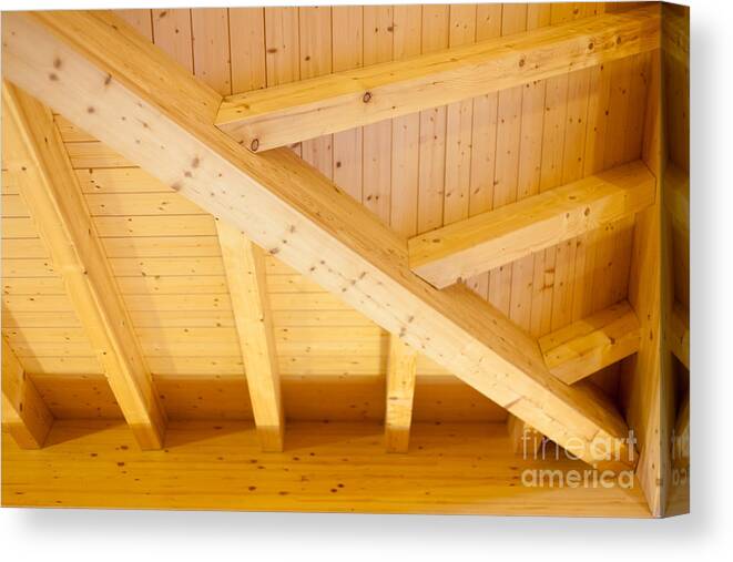 Angled Canvas Print featuring the photograph Architectural detail of an indoor wooden ceiling by Stephan Pietzko