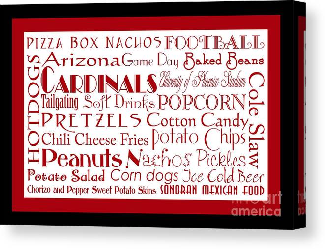 Andee Design Football Canvas Print featuring the digital art Arizona Cardinals Game Day Food 2 by Andee Design