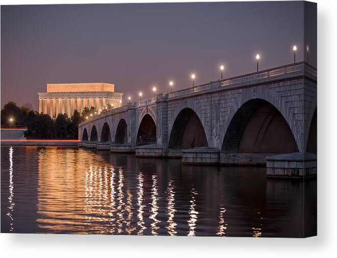 America Canvas Print featuring the photograph Arlington Memorial Bridge by Eduard Moldoveanu