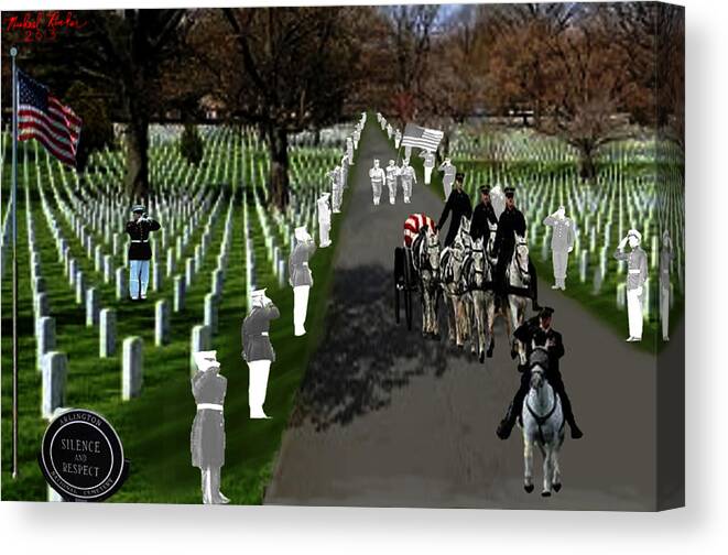Arlington Canvas Print featuring the digital art Arlington National Cemetery by Michael Rucker