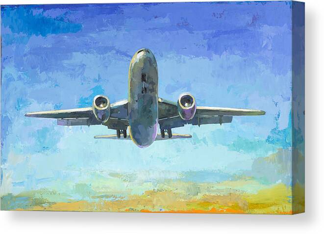 Airplanes Canvas Print featuring the painting Arrivals #5 by David Palmer