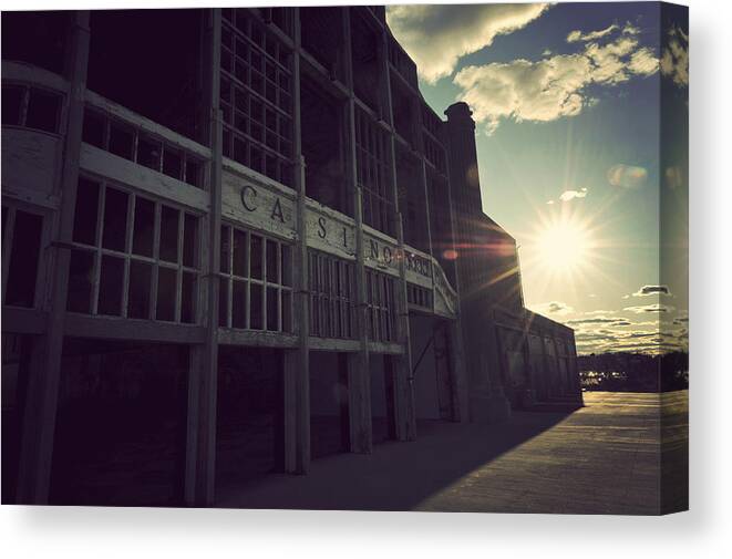 Asbury Park Nj Casino Canvas Print featuring the photograph Asbury Park NJ Casino Vintage by Terry DeLuco