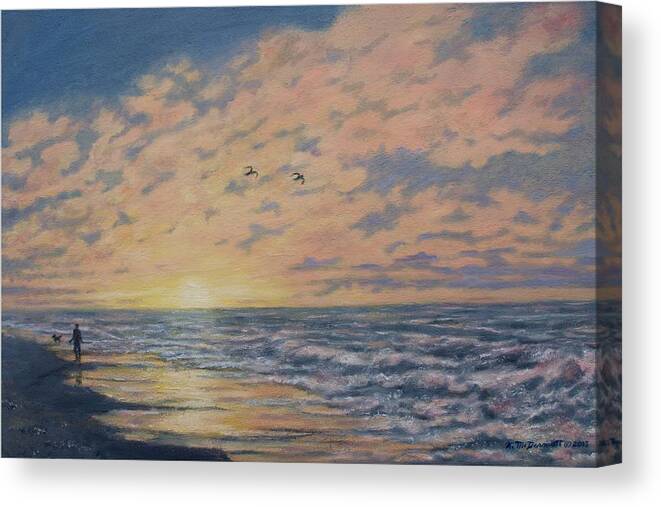 Seascape Canvas Print featuring the painting Atlantic Dawn # 2 by K. McDermott by Kathleen McDermott
