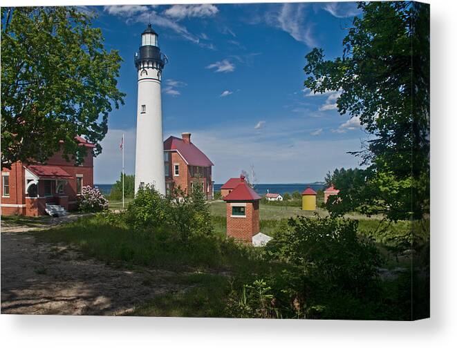 Lighthouse Canvas Print featuring the photograph Au Sable Point Lighthouse by Gary McCormick