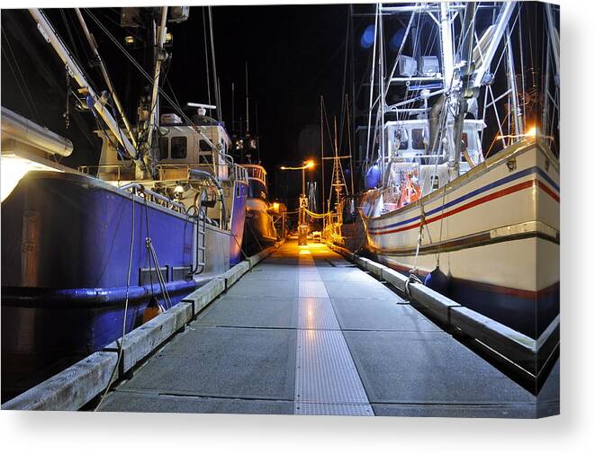 Dock Canvas Print featuring the photograph Auke Bay by Night by Cathy Mahnke