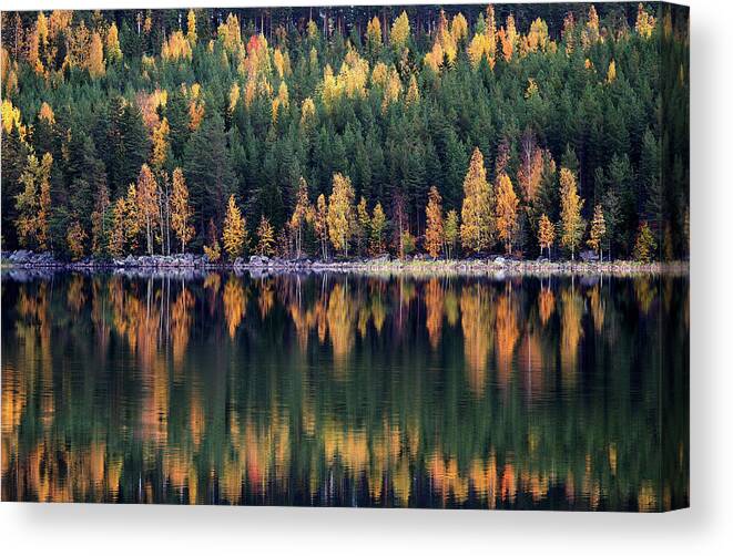 Water Canvas Print featuring the photograph Autumn by Bror Johansson