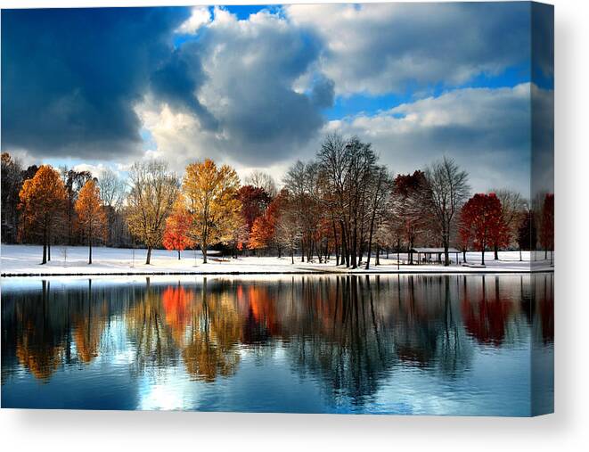 Colorful Canvas Print featuring the photograph Autumn Finale by Rob Blair