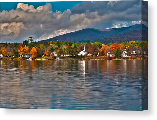 New England Canvas Print featuring the photograph Autumn in Melvin Village by Brenda Jacobs