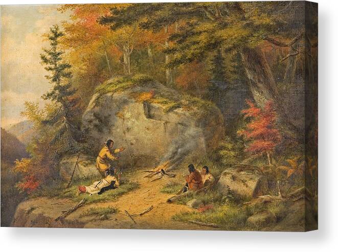 Native Canvas Print featuring the painting Autumn in West Canada Chippeway Indians by Pam Neilands