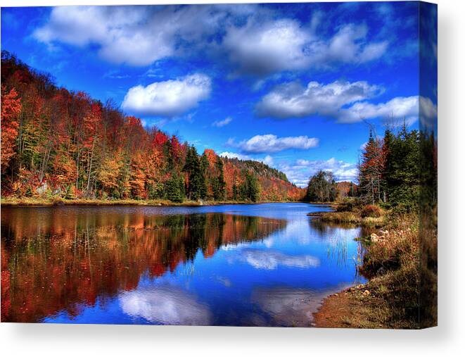Autumn Reflections On Bald Mountain Pond Canvas Print featuring the photograph Autumn Reflections on Bald Mountain Pond by David Patterson