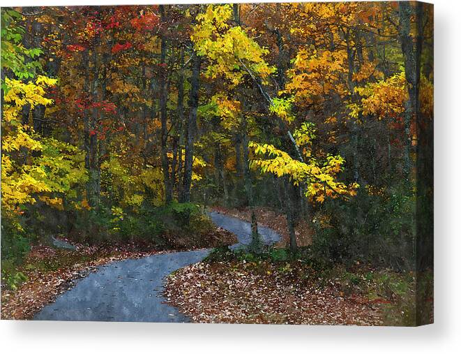 Autumn Canvas Print featuring the painting Autumn Road by Lynne Jenkins