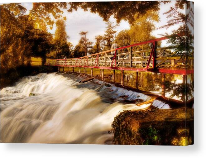 Waterfall Canvas Print featuring the photograph Autumn Waterfall / Maynooth by Barry O Carroll