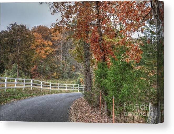 2013 Canvas Print featuring the mixed media Autumns Beauty Fenced In by Sherri Duncan