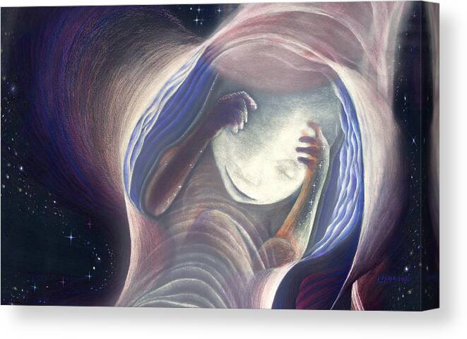 Baby Canvas Print featuring the drawing Baby in the Journey by Robin Aisha Landsong