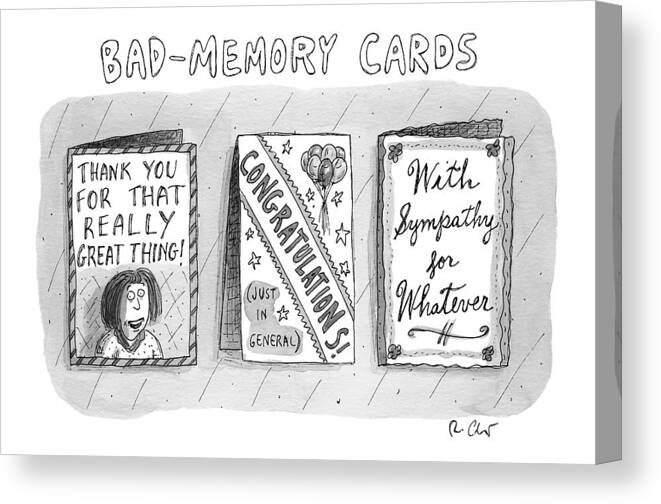 Memory Canvas Print featuring the drawing Bad Memory Cards by Roz Chast