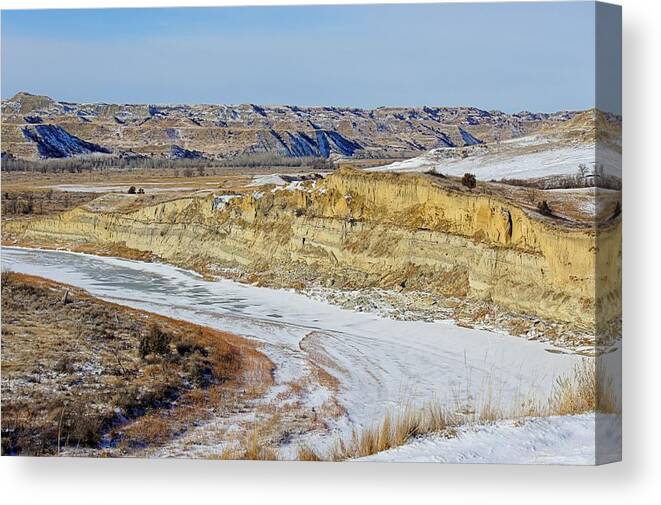 Badlands Canvas Print featuring the photograph Badlands Frozen by Jenny Hudson