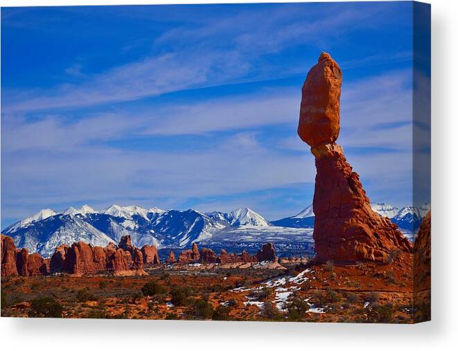 Arches National Park Balanced Rock Canvas Print featuring the photograph Balanced Rock by Walt Sterneman