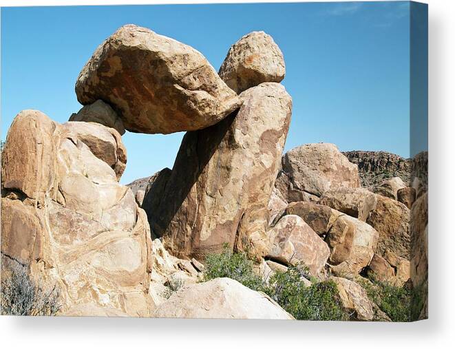 Arid Canvas Print featuring the photograph Balancing Rocks by Bob Gibbons/science Photo Library