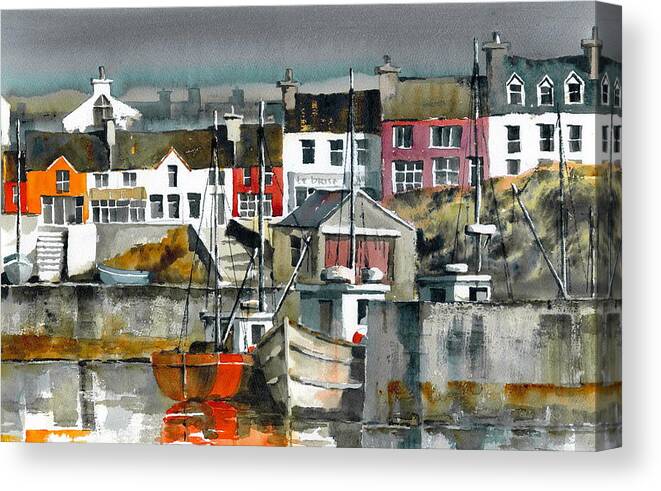 Val Byrne Canvas Print featuring the painting Baltimore Harbour Cork by Val Byrne