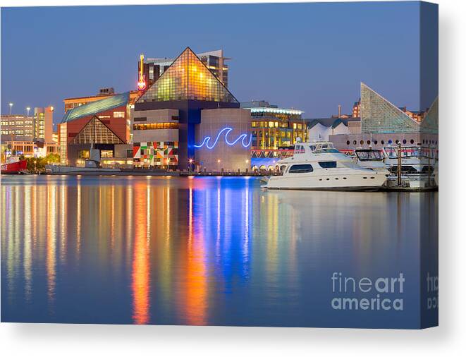Clarence Holmes Canvas Print featuring the photograph Baltimore National Aquarium at Twilight I by Clarence Holmes