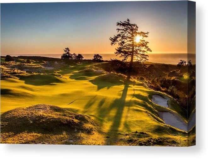 Bandon Dunes Canvas Print featuring the photograph Bandon Preserve Sunset by Mike Centioli