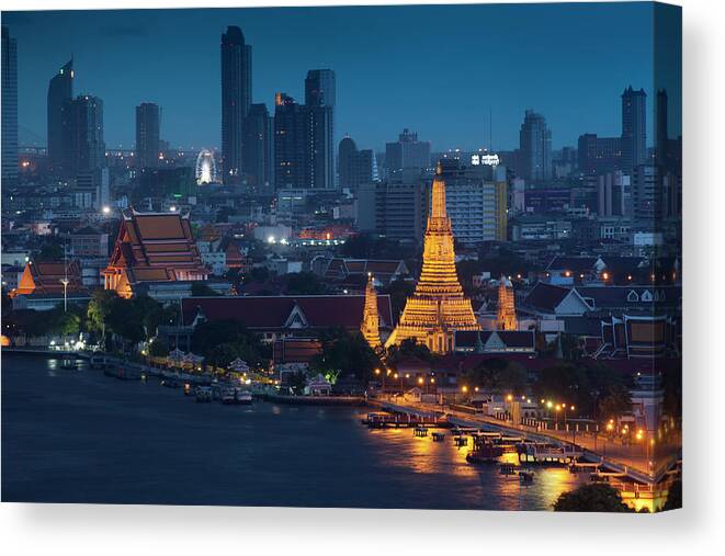 Built Structure Canvas Print featuring the photograph Bangkok City by Watcharit Praihirun