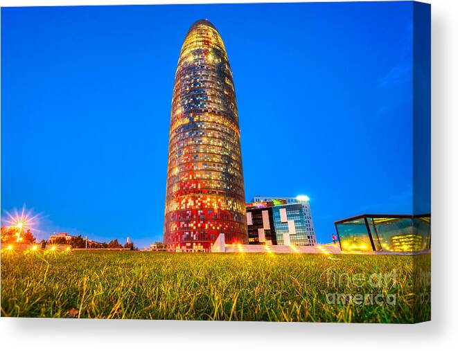 Agbar Canvas Print featuring the photograph Barcelona . Agbar Tower by Luciano Mortula