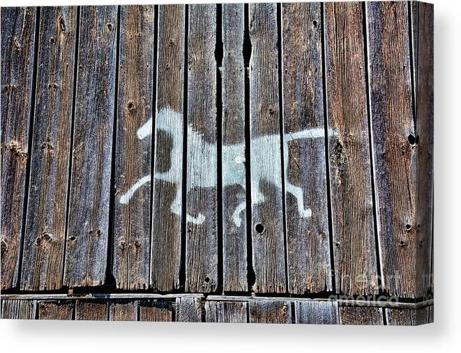 Barn Canvas Print featuring the photograph Barn With A Painted Pony 2 by Henry Kowalski