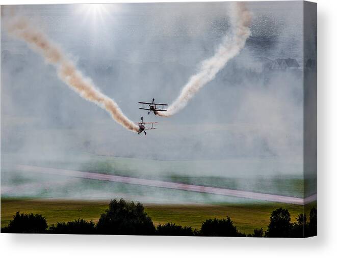 Breitling Canvas Print featuring the photograph Barnstormer Late Afternoon Smoking Session by Chris Lord