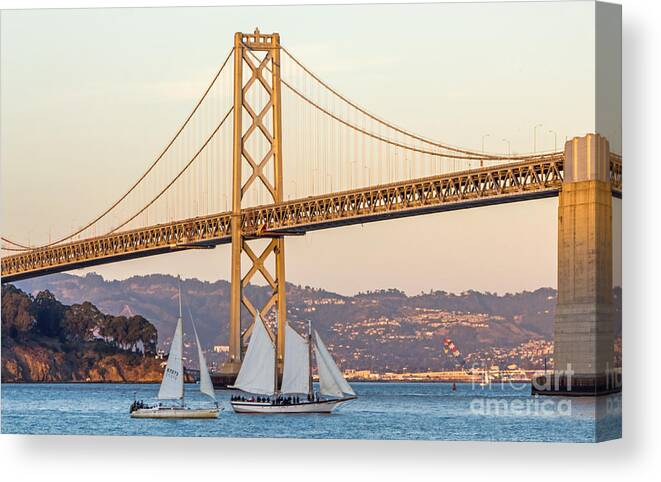 Bay Bridge Canvas Print featuring the photograph Bay Bridge Gold by Kate Brown