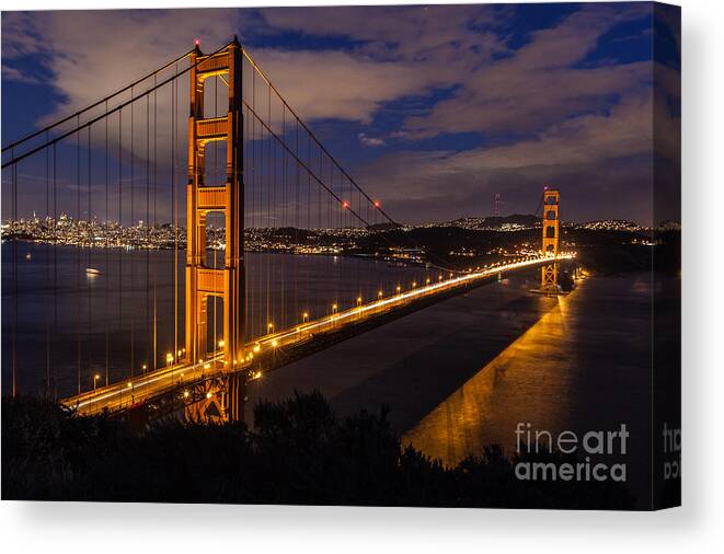 Landscape Canvas Print featuring the photograph Bay Lights by Charles Garcia