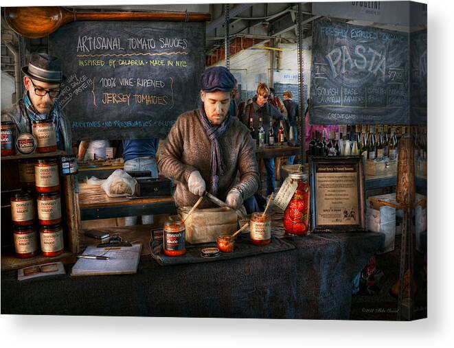 Amsterdam Market Canvas Print featuring the photograph Bazaar - We sell tomato sauce by Mike Savad