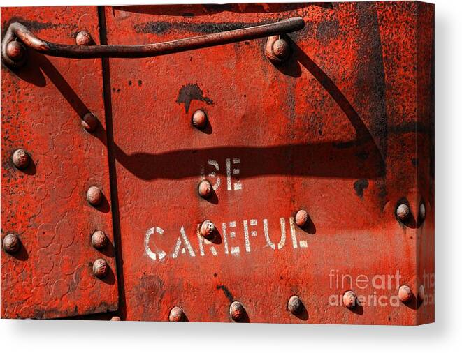 Train Canvas Print featuring the photograph Be Careful by Peggy Hughes