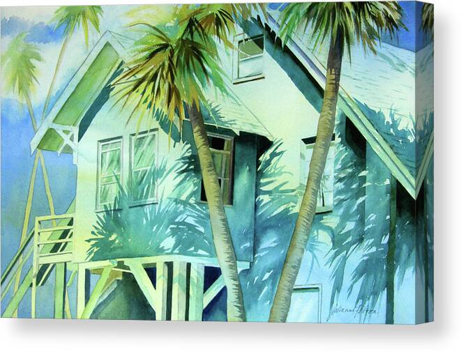 Art Canvas Print featuring the painting Beach Cottage by Julianne Felton