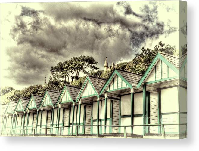 Langland Bay Beach Huts Canvas Print featuring the photograph Beach Huts 3 by Steve Purnell