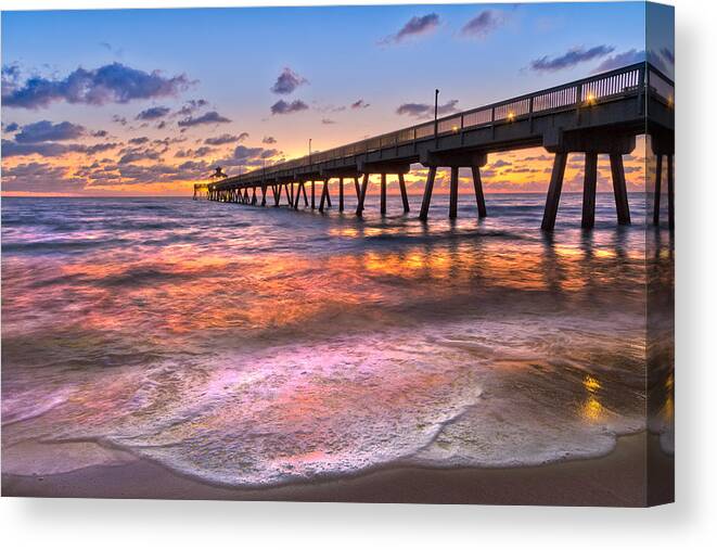 Clouds Canvas Print featuring the photograph Beach Lace by Debra and Dave Vanderlaan