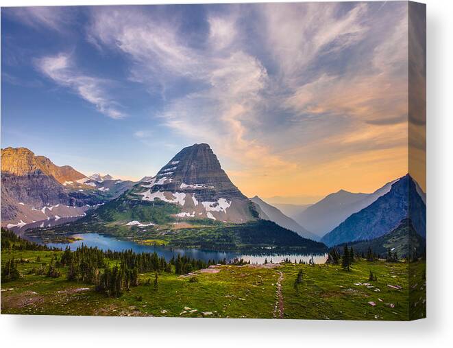 Glacier National Park Canvas Print featuring the photograph Bearhat Mountain by Adam Mateo Fierro