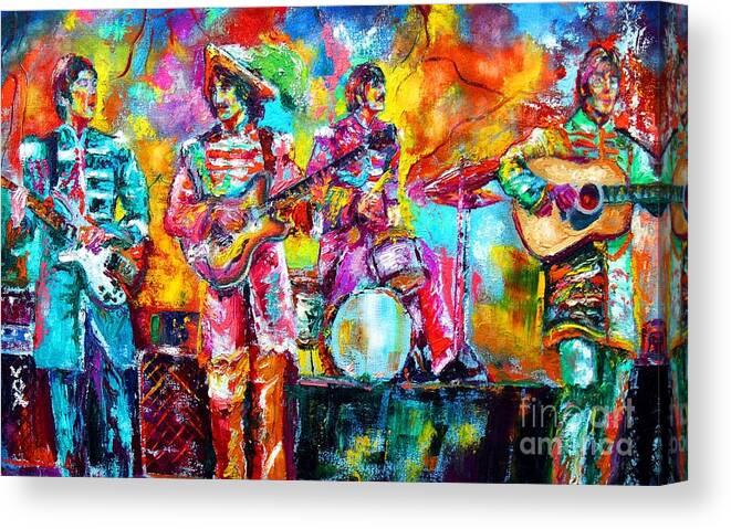 Beatles Canvas Print featuring the painting Beatles Hello Goodbye #9 by Leland Castro