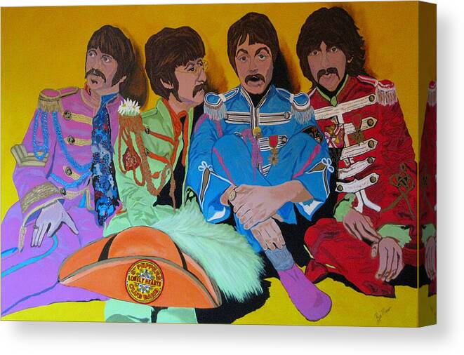 Beatles Canvas Print featuring the painting Beatles-Lonely Hearts Club Band by Bill Manson