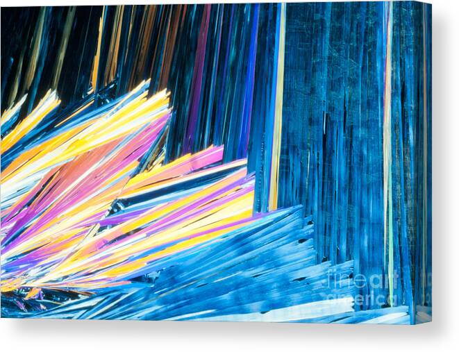 Acid Canvas Print featuring the photograph Beautiful Benzoic acid microcrystals abstract art by Stephan Pietzko