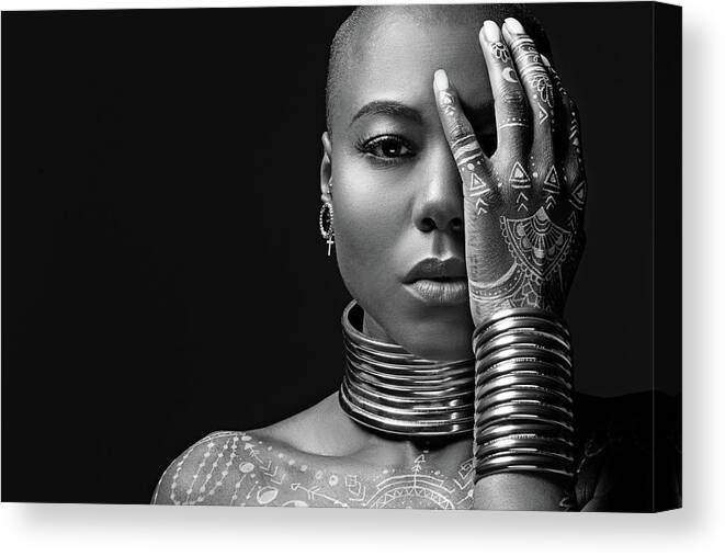 People Canvas Print featuring the photograph Beautiful Black Woman Wearing Jewellery by Lorado
