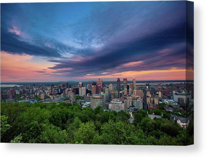 Treetop Canvas Print featuring the photograph Beautiful Cloud Over The Montreal City by D3sign