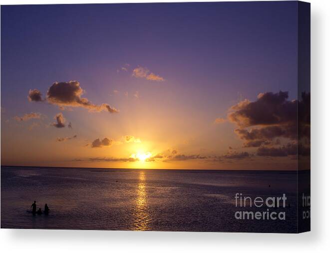 Guam Canvas Print featuring the photograph Beautiful Tropical Island Sunset on the Beach in Guam by Beverly Claire Kaiya