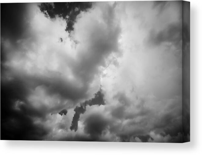 Clouds Canvas Print featuring the photograph Before the Storm Clouds Stratocumulus 5 BW by Rich Franco