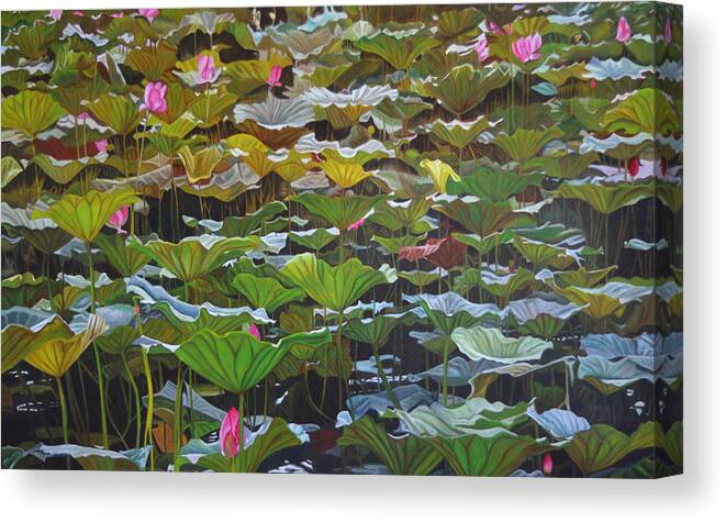Waterlily Canvas Print featuring the painting Beijing in August by Thu Nguyen
